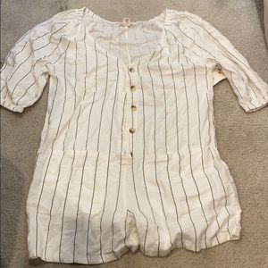 White with black stripe romper